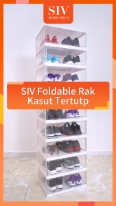【Installation-Free】SIV Foldable Shoe Rack Folding Shoe Cabinet Rak Kasut Plastik Plastic Shoe Rack Box Organizer