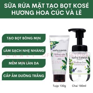 Sữa rửa mặt tạo bọt Natu Savon hương hoa cúc và lê Kosé Softymo Nhật
