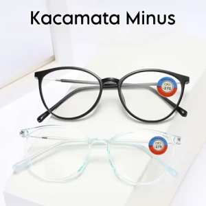 Kacamata Lensa Minus Model Oval Wanita Pria Terlaris Ukuran 0.50-6.00 + Boc Dan Lap Pembersih