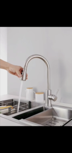 SUS304 Kran Sink Tarik Keran Angsa Fleksibel Keran Cuci Piring Sink Kran Wastafel Stainless Faucet