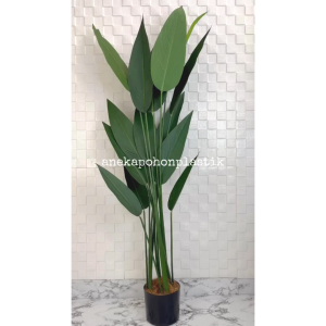Pohon Hias Artificial Daun Pisangan Heliconia T150 Latex Pot Dasar Hitam Hiasan Ruang Tamu Aesthetic
