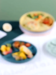 Peralatan Makan Satu Orang Piring Makanan Yang Mengurangi Lemak Sekat Bundar Tiga Kotak Bahan PP Jerami Food Grade Gandum 3 Sekat Piring anak Piring diet