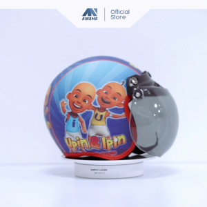 Helm Bogo Retro Anak Karakter Usia 2 3 4 5 6 Tahun Cowok Perempuan Full Kulit Karakter Spiderman Lucu Kaca Flat Datar