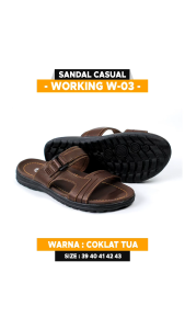Sandal Slide Pria Bahan Kulit Working W-03 Sandal kasual pria dewasa Sandal Selop Sandal Slip on Kulit