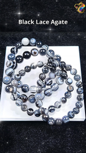 Collectors Grade Black Lace Agate Bracelet