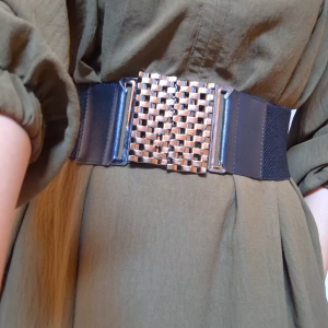 Ikat pinggang wanita belt elastis sabuk karet  Hitam Metalik Kondangan CORSA