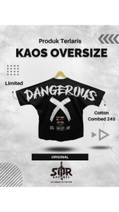 SMR APPAREL Baju kaos oversize Tshirt Oversize cotton combed 24s Pria & Wanita - Dangerous X