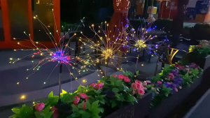 200 LED 8 Modes Outdoor Solar Fireworks Light Solar Ground Plug Fireworks Light Pelita RAYA Lampu Solar Garden Light