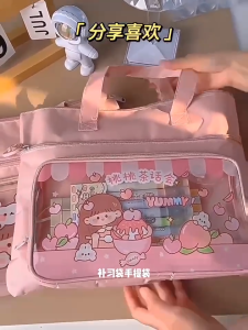 Large Capacity Book Bag for Student Portable File Bag Waterproof Oxford Handbag Tutorial Bag for Kids35x27CM