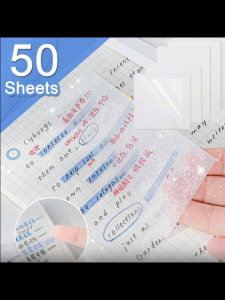 50 Sheets Glitter Transparent Sticky Notes Waterproof Self-Adhesive Posted Paper Memo Notepad Mini Note Shinny Posted It See Through Sticky Notes for School & Office Supplies