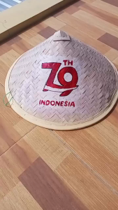 Caping topi tani sawah motif HUT RI ke-79 topi caping lukis anak
