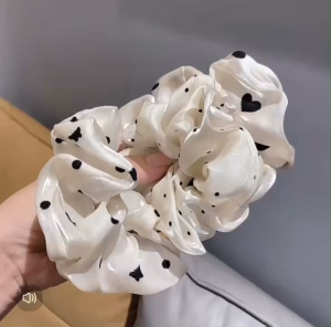 Dây cột tóc Doudou Chun cột tóc vải Scrunchies Dây buộc tóc họa tiết trái tim thời trang FQ014