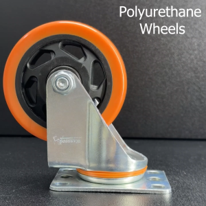 PU Orange CASTER WHEEL 1.5/2/2.5/3/4/5-inches Swivel with Brake and Fixed (Pushcart Trolley Wheel) Heavy Duty (sold per piece)
