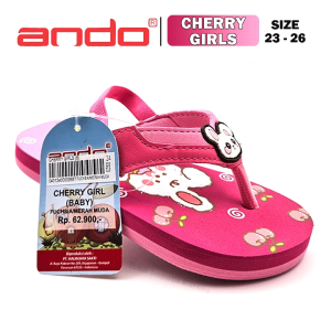 Sandal Jepit Anak Perempuan – ANDO – CHERRY GIRLS – Size 23-26 – Outdoor – Casual – Fashion Fuchsia Merah Muda