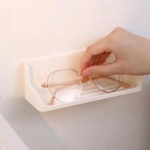 2pcs White Wall-Mounted Reading Glasses Holder Sunglasses Organizer Rack Storage Box Adhesive