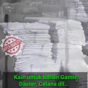 Kain rayon putih polos premium (tebal jatuh adem mel-mel) bahan Gamis Daster Mukena Hijab dll