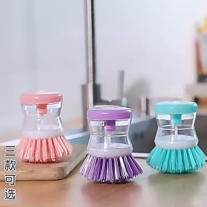 แปรงทำความสะอาด ล้างจานในห้องครัว แปรงขัดหม้อ หัวแปรงล้างจานทำความสะอาดพร้อมที่ใส่น้ำยาล้างจานในตัวG2050