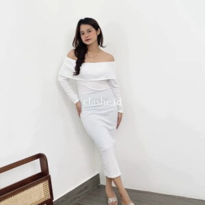 Freya Dress Sabrina Panjang Rib OOTD by Clashe