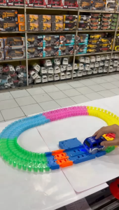 Mainan Mobil Mobilan Track Lintasan LED Light Rail Racing