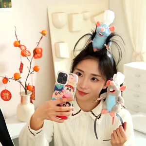 Bando Kain Tipis Karakter Boneka Ratatouille & Headband Cosplay Motif Kartun