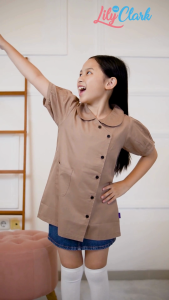 Lily And Clark Dress Anak Perempuan Warna Khaki DLC03