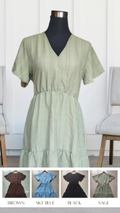WOMENS PLAIN TIERED V-NECK DRESS