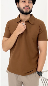 Kemeja Polo Hey Man Tanpa Kancing untuk Pria Casual