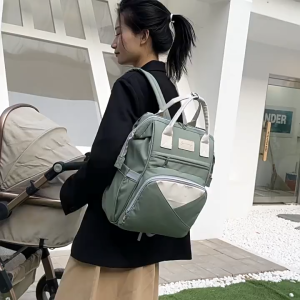 กระเป๋าเป้สะพายหลังผ้าอ้อมมีสไตล์กระเป๋าเป้เดินทางมัลติฟังก์ชัน กระเป๋าเปลี่ยนของเด็กทารกจุของได้