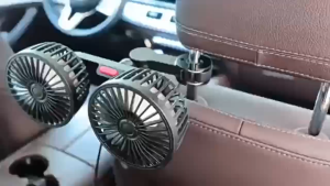 Car Rear Fan 360 Degrees USB Double-headed Fans 3 Speeds Wind Cars Back Row Seat Fan for All Vehicles(Compatible with 12V/24 Cars)