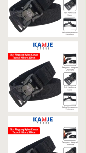 KAMJE Sabuk Ikat Pinggang Gesper Pria Nylon Kanvas Premium Tactical Military Magnet Otomatis 120cm