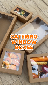 Window Catering Box Cheese Platter Pastry Snack Party Corrugated Cardboard Kraft Tray Packaging