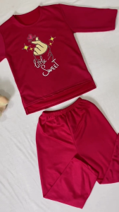 Setelan Anak Muslimah Super Viral ELANNO - Baju & Celana Jersey Motif Karakter - Usia 3-11 Tahun