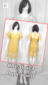 781 Dress Mermaid: Gaun Midi Duyung Elegan - Warna Kuning - Brukat Import - Ukuran M