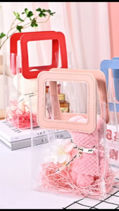 Harga Grosir - Hampers Bag Transparant / Goodie Bag Handle Serbaguna / Tas Kado Motif Polos