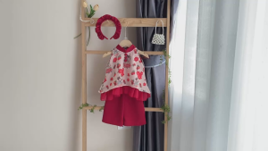 BG18 Bộ áo yếm quần bà ba RIOKIDS áo quần bé gái xinh xắn đi chơi hè Lễ Tết Trung Thu