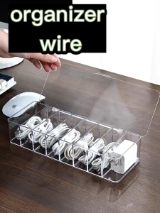 ABS Organizer Box Quality Acrylic Clear Headset Charger Cable Management Organizer Box Transparent Case Kotak Simpan Kabel少整理盒
