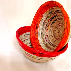 ECO STORY™ 2 Set of Paper-woven Round-Top Tray Basket