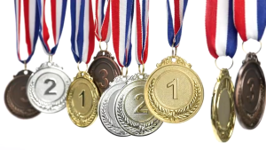 3PCS/Set Gold Silver Bronze Children Medals Kids Competition Winner Prize Award Medals with Ribbon