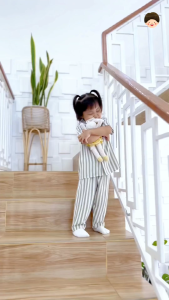 Yobebee Pajamas Stripe One Set Setelan Baju Tidur Rayon Piyama Salur Anak 2-10 Tahun