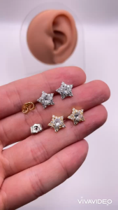 Bông tai ngôi sao titan Hoa tai hình ngôi sao bằng titan không phai không rỉ sét Trangsucmoiluatuoi.RIN