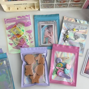 50Pcs Plastik Klip Ziplock Sachet Flat Packaging Snack Aksesoris Serbaguna Warna Pastel Macaron Photocard & Fancy Plastik Klip Aksesories