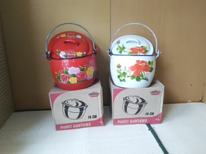 Panci gantung 16 Deluxe (Merah Kembang.) - 16 Deco (Putih Kembang.) / Timbangan / Enamel
