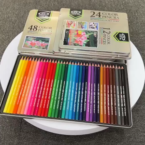 12pcs Color Pencil Oily Color Pen Sketch Pencil Set Iron Box Painting Drawing