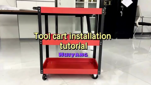 Ni-Tool Heavy-Duty 3-Tier Metal Tool Storage Cart with Secure Wheels and 5-Year Warranty