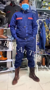 Quần áo jean(vải bò) bảo hộ thợ hàn thợ điện vải tốtkhoét lỗ dùng quạt séc kéoKHÔNG LOGO(sản phẩm chưa bao gồm quạt)_A33