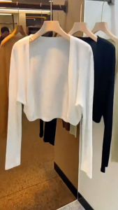 Korean summer white for woman strap shawl sunscreen top long sleeved breathable thin