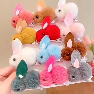 【Local delivery/10PCS】3D Cute Rabbit Animal Cartoon Hair Rope Hairpin Hairpin Hair Clips Rubber for Girls H005