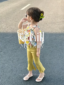 pandu ชุดไทยเด็กหญิง ชุดเด็กผู้หญิง ชุดเด็กผู้หญิง หวาน เจ้าหญิงสาวน้อย ชุดฤดูร้อนสองชิ้น