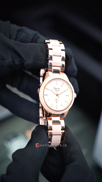 Jam Tangan Wanita Alexandre Christie Passion AC 2B42 LDBRGPN Gold Dial Dual Tone Stainless Steel Strap