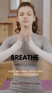 Light-weight portable yoga mat by Nourish Theory | 1.5 mm | Natural rubber frosted top | No PVC/EVA/Suede/TPE. For stability solid grip skin-friendly sustainable easy maintenance.